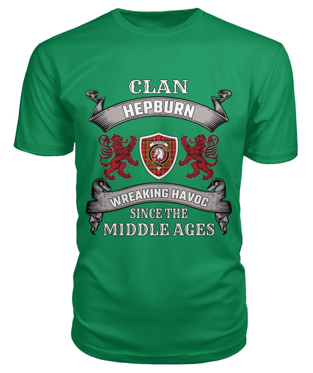 Clan Hepburn Family Tartan 2D T-shirt VI73 Hepburn Tartan Clan Tartan T-Shirt Green Apple S Hepburn Tartan Clan