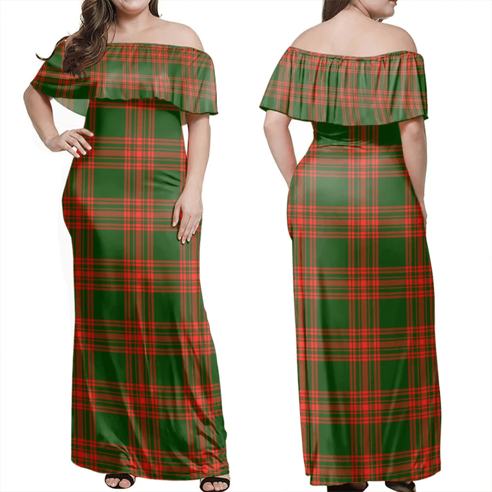 Clan Menzies Green Modern Tartan Hawaii Dress AO19 Clan Menzies Tartan Hawaii Dress