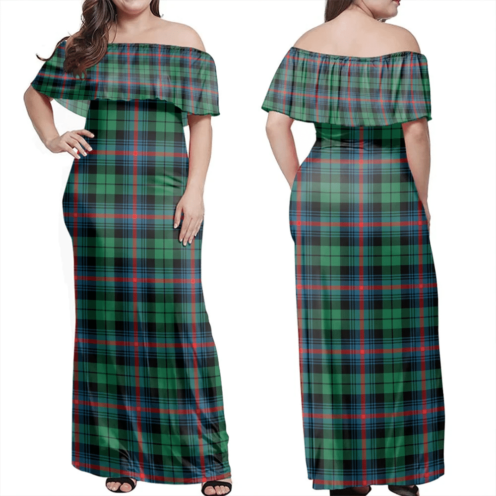 Clan Urquhart Broad Red Ancient Tartan Hawaii Dress XH69 Clan Urquhart Tartan Hawaii Dress