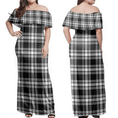 Clan Menzies Black & White Modern Tartan Hawaii Dress EH46 Clan Menzies Tartan Hawaii Dress