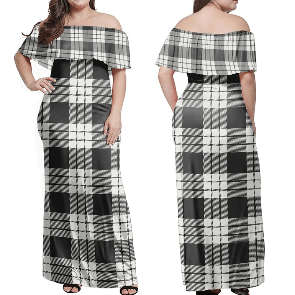Clan MacFarlane Black & White Tartan Hawaii Dress AN13 Clan MacFarlane Tartan Hawaii Dress
