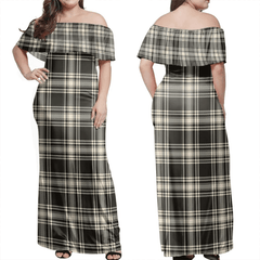 Clan Menzies Black & White Ancient Tartan Hawaii Dress JW64 Clan Menzies Tartan Hawaii Dress
