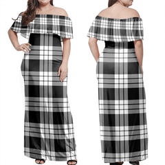 Clan MacFarlane Black & White Ancient Tartan Hawaii Dress EC58 Clan MacFarlane Tartan Hawaii Dress