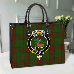Clan Maxwell Hunting Tartan Crest Leather Bag GC46 Clan Maxwell Tartan Today