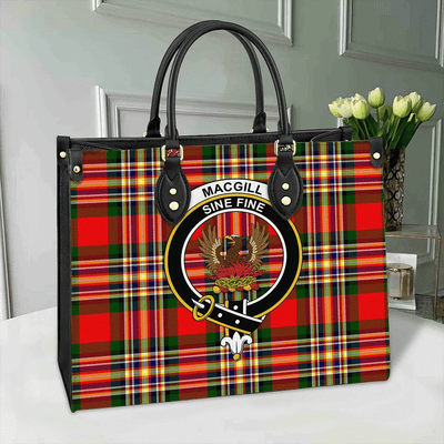 Clan MacGill Modern Tartan Crest Leather Bag