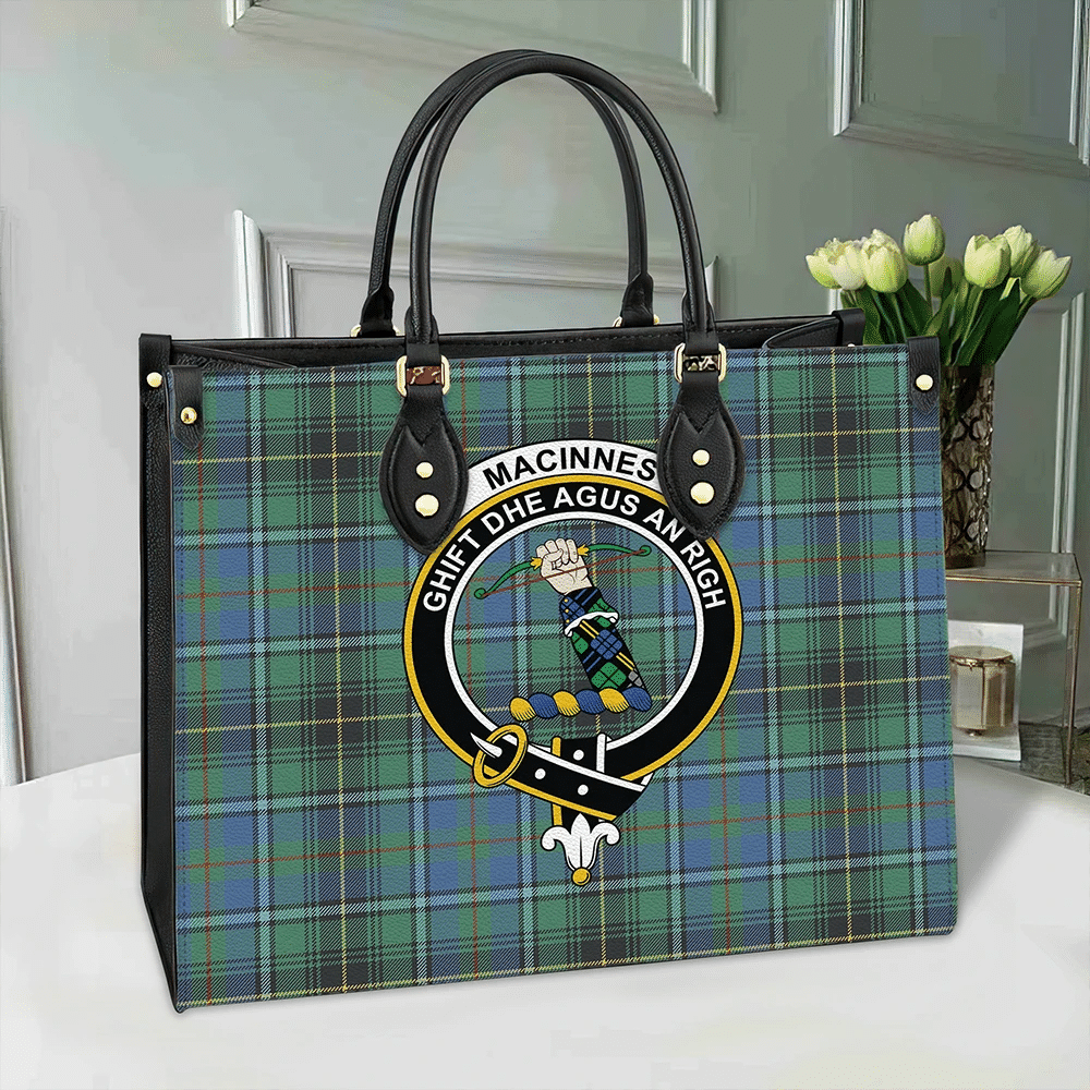 Clan MacInnes Ancient Tartan Crest Leather Bag NU39 Clan MacInnes Tartan Today