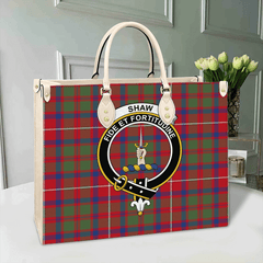 Clan Shaw Red Modern Tartan Crest Leather Bag EV47 Clan Shaw Tartan Today