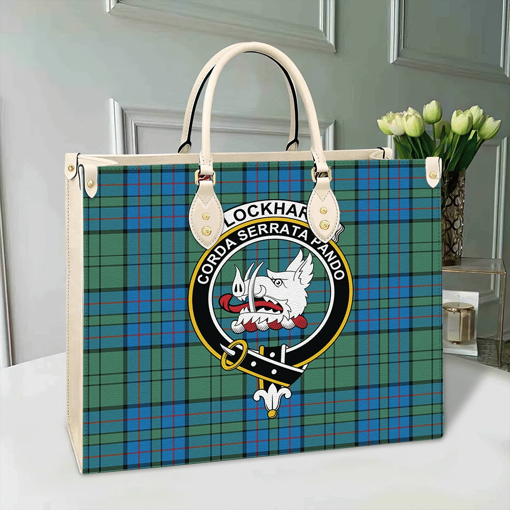 Clan Lockhart Modern Tartan Crest Leather Bag AR97 Clan Lockhart Tartan Today