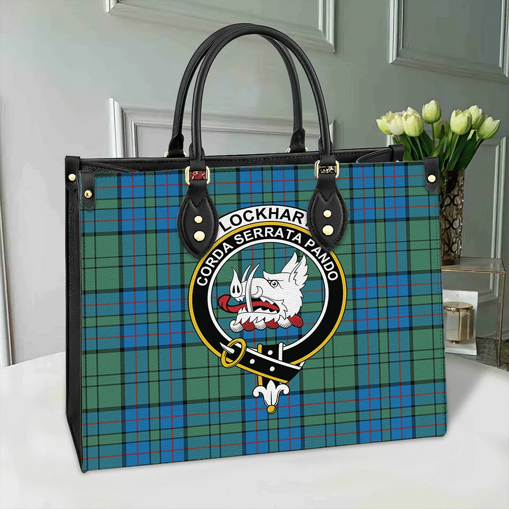 Clan Lockhart Modern Tartan Crest Leather Bag AR97 Clan Lockhart Tartan Today