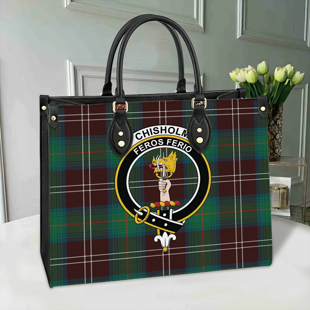 Clan Chisholm Hunting Ancient Tartan Crest Leather Bag RJ32 Clan Chisholm Tartan Today