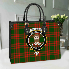 Clan Menzies Green Modern Tartan Crest Leather Bag WK15 Clan Menzies Tartan Today