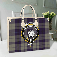 Clan Cunningham Dress Blue Dancers Tartan Crest Leather Bag AZ60 Clan Cunningham Tartan Today