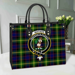 Clan Watson Modern Tartan Crest Leather Bag TK91 Clan Watson Tartan Today