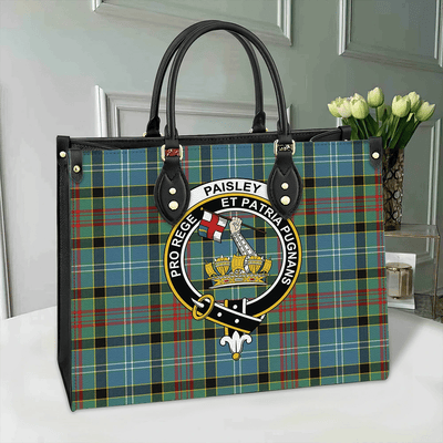 Clan Paisley District Tartan Crest Leather Bag