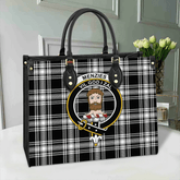 Clan Menzies Black & White Modern Tartan Crest Leather Bag FO96 Clan Menzies Tartan Today