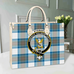 Clan Stewart Muted Blue Tartan Crest Leather Bag KQ99 Clan Stewart Tartan Today
