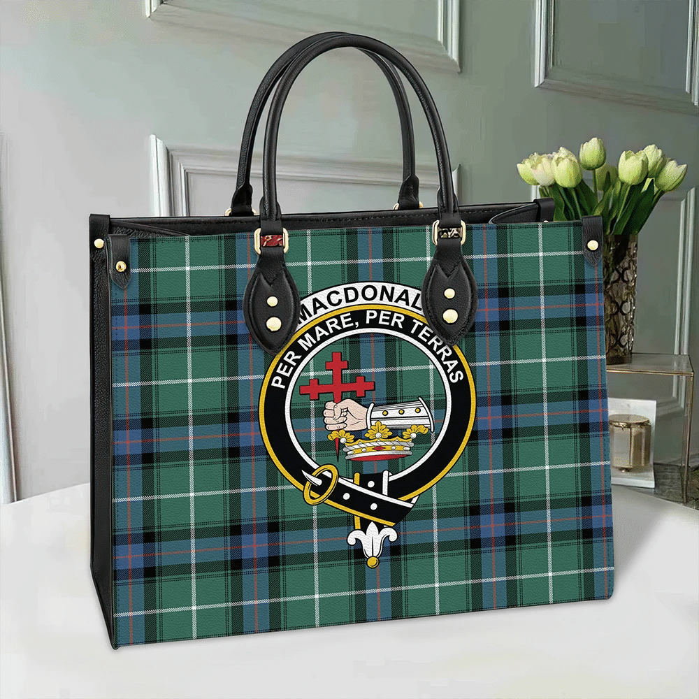 Clan MacDonald Of The Isles Hunting Ancient Tartan Crest Leather Bag ZG36 Clan MacDonald Tartan Today
