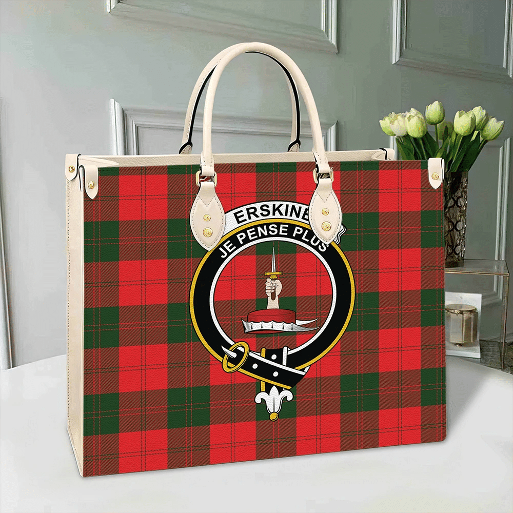 Clan Erskine Modern Tartan Crest Leather Bag KT70 Clan Erskine Tartan Today