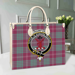 Clan Crawford Ancient Tartan Crest Leather Bag GD15 Clan Crawford Tartan Today