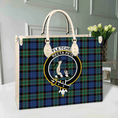 Clan Fletcher Ancient Tartan Crest Leather Bag AZ68 Clan Fletcher Tartan Today