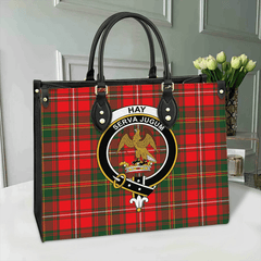 Clan Hay Modern Tartan Crest Leather Bag NU89 Clan Hay Tartan Today