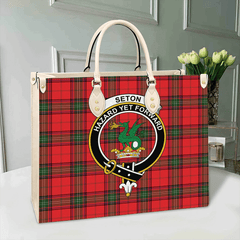 Clan Seton Modern Tartan Crest Leather Bag TF55 Clan Seton Tartan Today