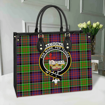Clan MacDonald Of Clanranald Tartan Crest Leather Bag