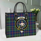 Clan Wood Modern Tartan Crest Leather Bag YZ80 Clan Wood Tartan Today