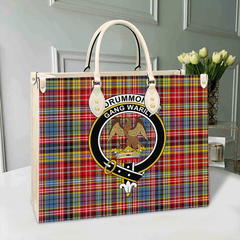 Clan Drummond Of Strathallan Tartan Crest Leather Bag MQ28 Clan Hall Tartan Today