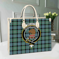 Clan Melville Tartan Crest Leather Bag IX32 Clan Melville Tartan Today