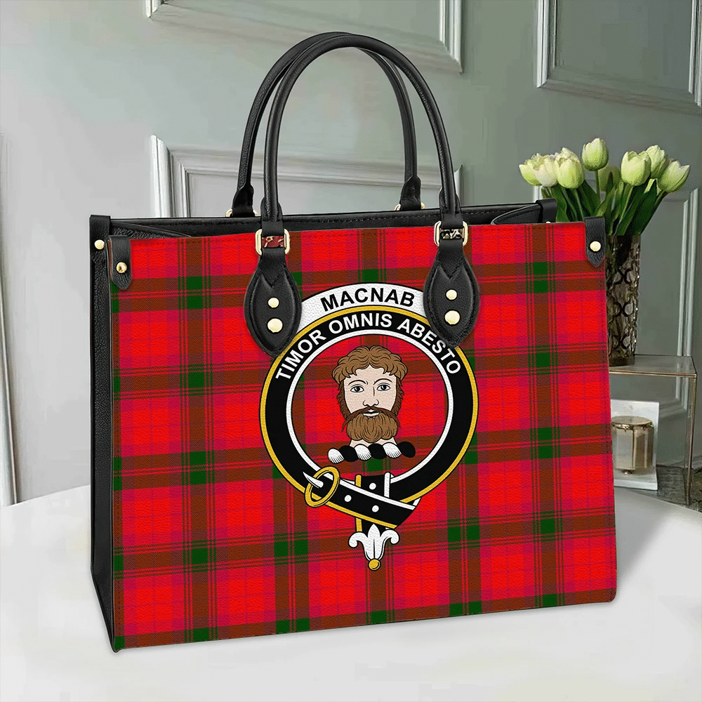 Clan MacNab Modern Tartan Crest Leather Bag QI74 Clan MacNab Tartan Today