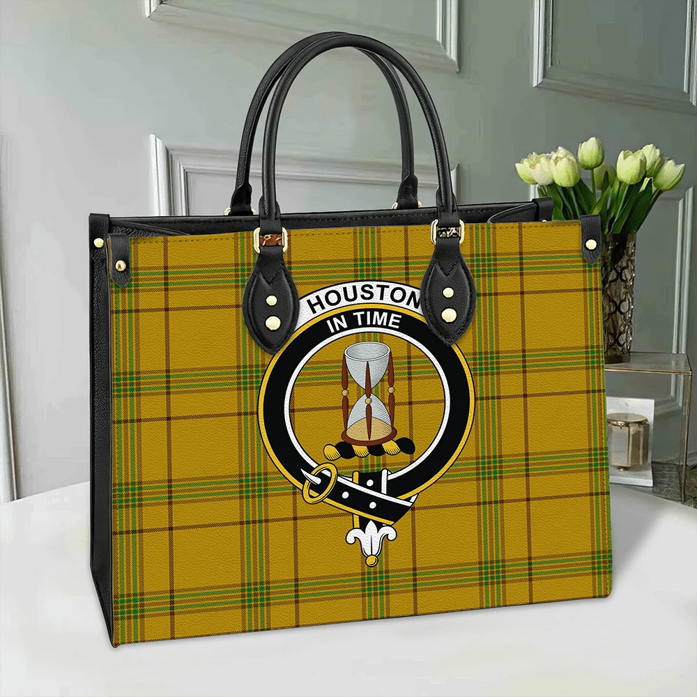 Clan Houston Tartan Crest Leather Bag MV24 Clan Houston Tartan Today