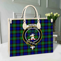 Clan Sempill Modern Tartan Crest Leather Bag AN93 Clan Sempill Tartan Today