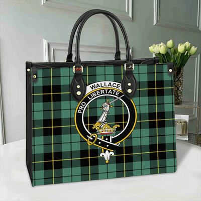 Clan Wallace Hunting Ancient Tartan Crest Leather Bag