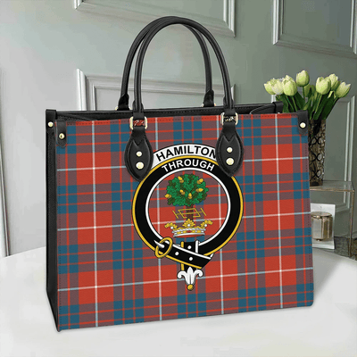 Clan Hamilton Ancient Tartan Crest Leather Bag LO31