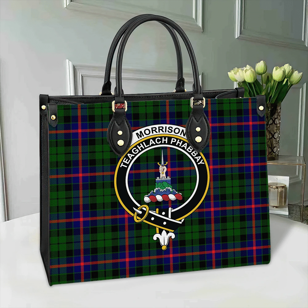 Clan Morrison Modern Tartan Crest Leather Bag TK22 Clan Morrison Tartan Today