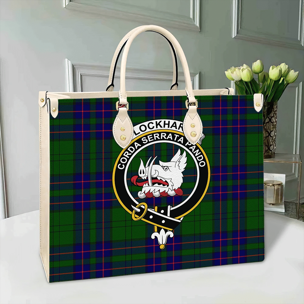 Clan Lockhart Tartan Crest Leather Bag NC27 Clan Lockhart Tartan Today