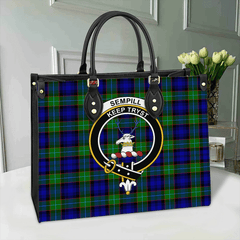 Clan Sempill Modern Tartan Crest Leather Bag AN93 Clan Sempill Tartan Today