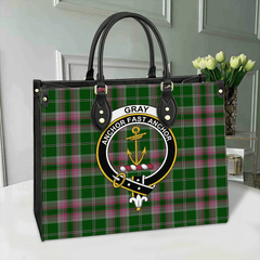 Clan Gray Tartan Crest Leather Bag AT96 Clan Gray Tartan Today