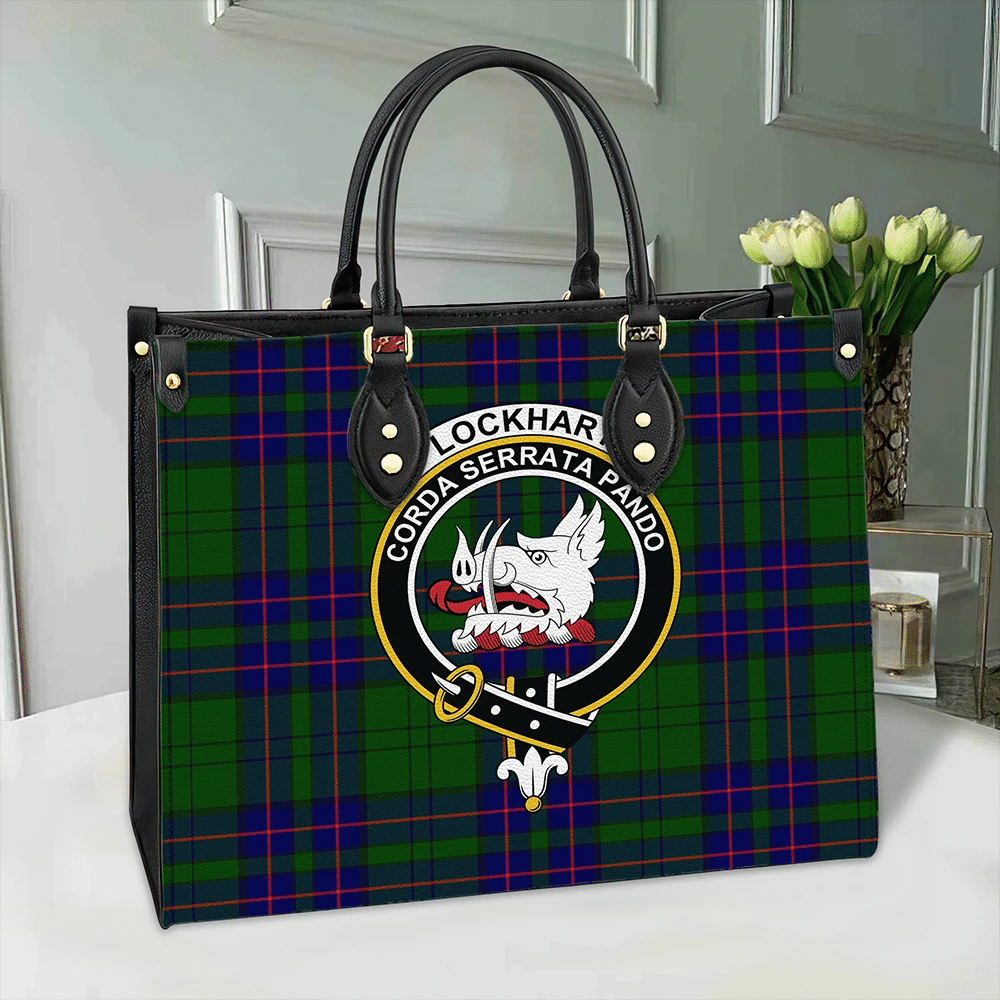Clan Lockhart Tartan Crest Leather Bag NC27 Clan Lockhart Tartan Today