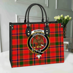 Clan Munro Modern Tartan Crest Leather Bag AX72 Clan Munro Tartan Today