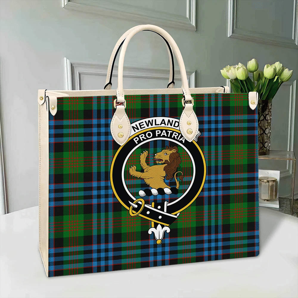 Clan Newlands Of Lauriston Tartan Crest Leather Bag WP89 Clan Newlands Tartan Today