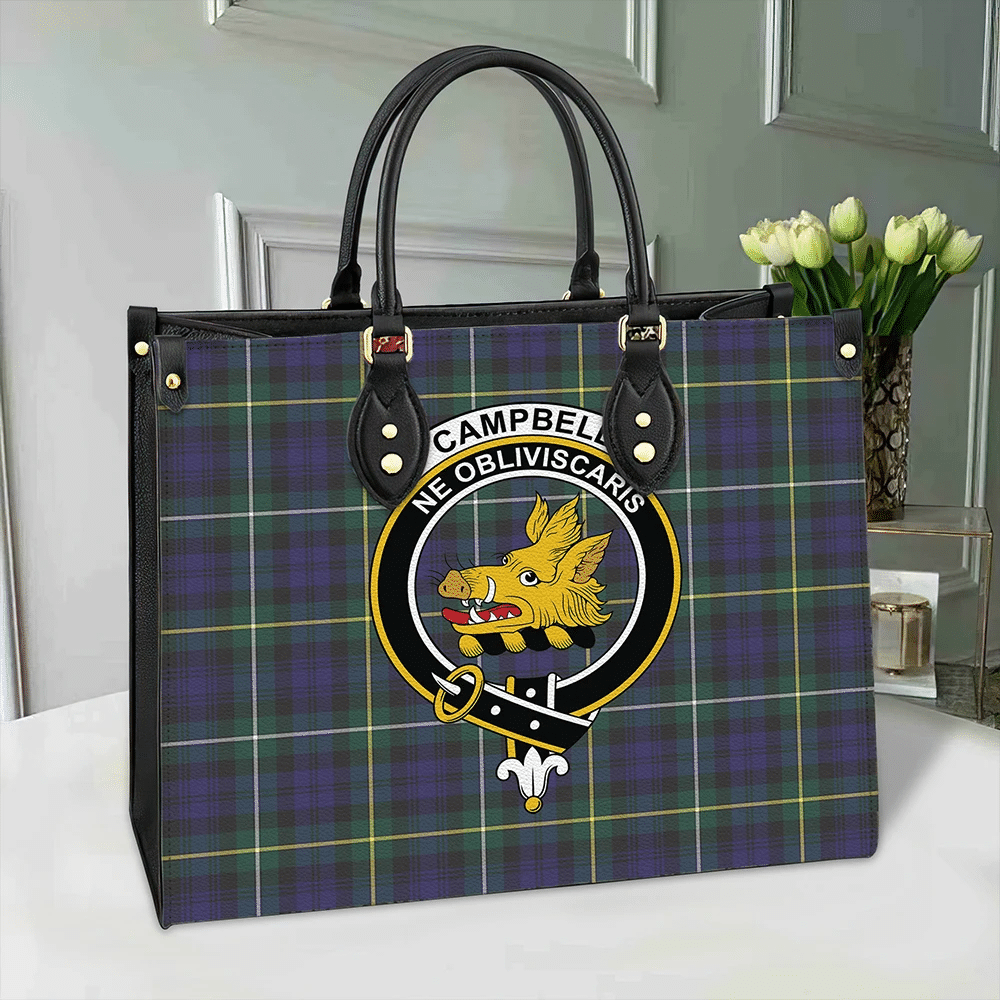 Clan Clan Campbell Argyll Modern Tartan Crest Leather Bag UM44 Clan Campbell Tartan Today