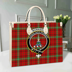 Clan Morrison Red Modern Tartan Crest Leather Bag BB94 Clan Morrison Tartan Today