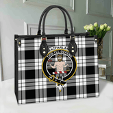 Clan MacFarlane Black & White Ancient Tartan Crest Leather Bag SL78 Clan MacFarlane Tartan Today