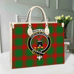 Clan Middleton Modern Tartan Crest Leather Bag FE91 Clan Middleton Tartan Today