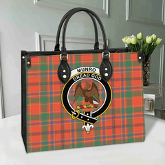 Clan Munro Ancient Tartan Crest Leather Bag LF17 Clan Munro Tartan Today