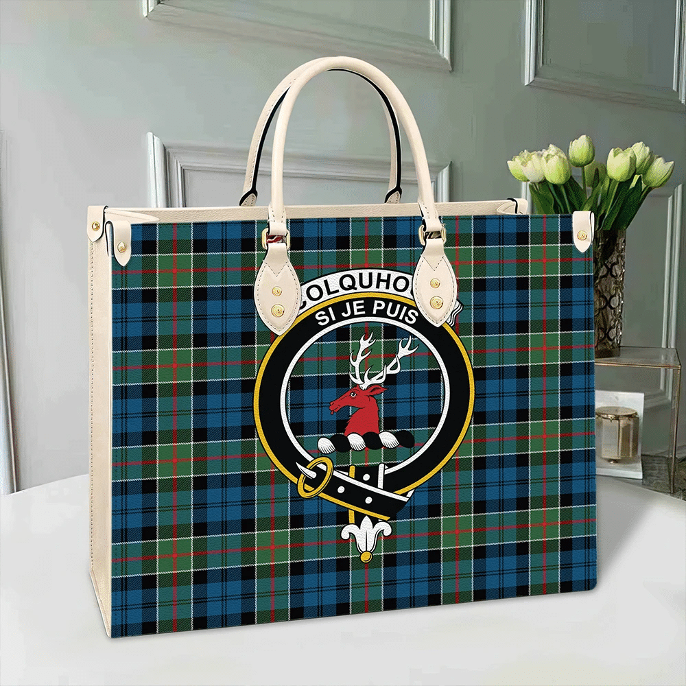 Clan Colquhoun Ancient Tartan Crest Leather Bag JT82 Clan Colquhoun Tartan Today