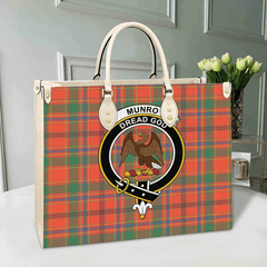 Clan Munro Ancient Tartan Crest Leather Bag LF17 Clan Munro Tartan Today