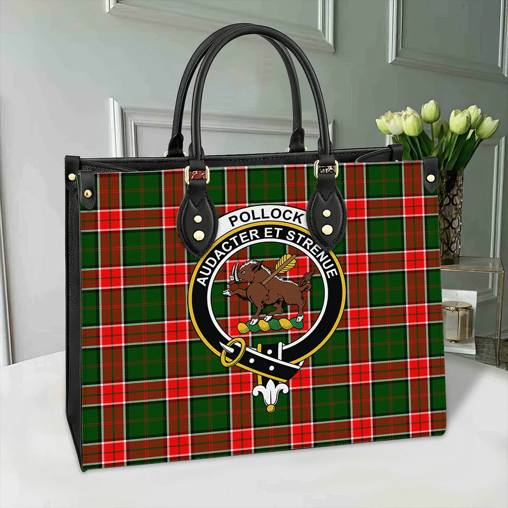 Clan Pollock Modern Tartan Crest Leather Bag YR87 Clan Pollock Tartan Today